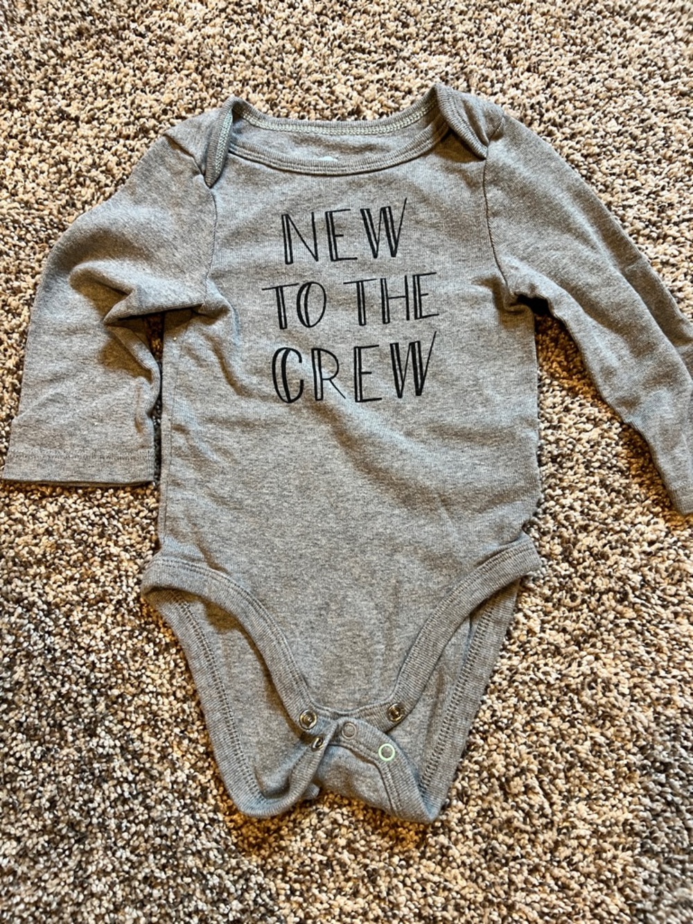 cloud island Grey 'New to the Crew' Long-Sleeve Bodysuit